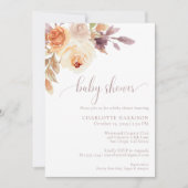 Autumn Terracotta Boho Floral | Babydusche Einladung (Vorderseite)