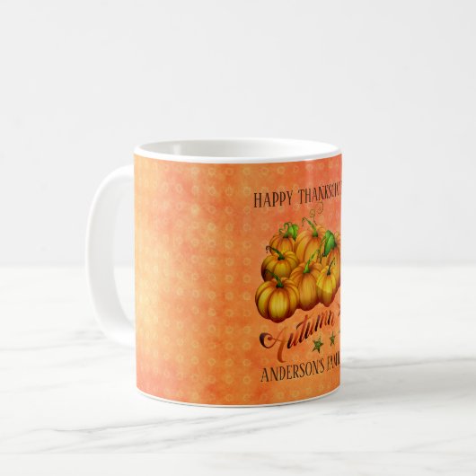 Autumn Text and Pumpkins Kaffeetasse (Vorderseite Links)