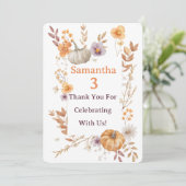 Autumn Thank You Card, Fall Pumpkin Thank You Note Dankeskarte (Stehend Vorderseite)