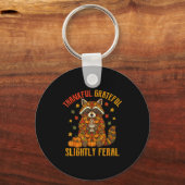 Autumn Thankful Grateful Slightly Feral Funny Racc Schlüsselanhänger (Vorderseite)