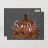 Autumn "Thankful" Pumpkin Postcard Postkarte (Vorne/Hinten)
