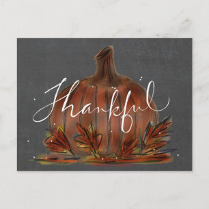 Autumn "Thankful" Pumpkin Postcard Postkarte