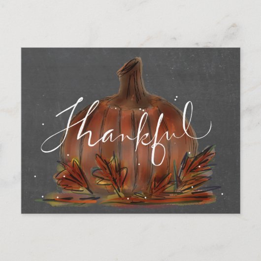 Autumn "Thankful" Pumpkin Postcard Postkarte (Vorderseite)