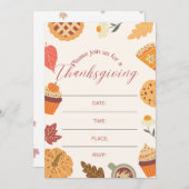 Autumn Thanksgiving Dinner Party Art Einladung (Vorne/Hinten)