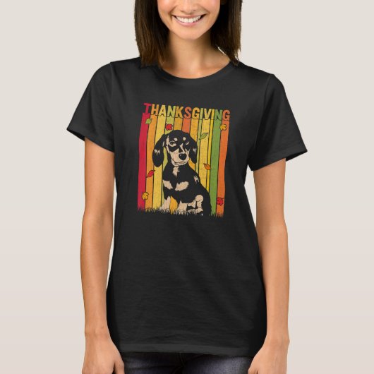 Autumn Thanksgiving Retro Dachshund Dog  Thanksgiv T-Shirt (Vorderseite)