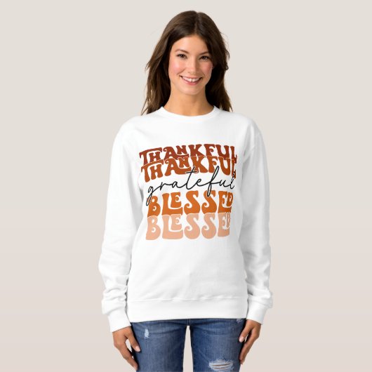 AUTUMN THEMA DANKFUL GRATEFUL BLESSED SWEATSHIRT (Vorne ganz)