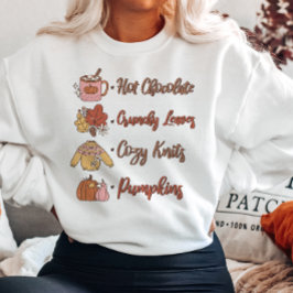 AUTUMN THEMA HEISSE CHOCOLATA KRUNCHY BLÄTTER COZY SWEATSHIRT