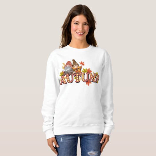 AUTUMN THEMA RETRO GROOVY AUTUMN GNOMES SWEATSHIRT (Vorne ganz)