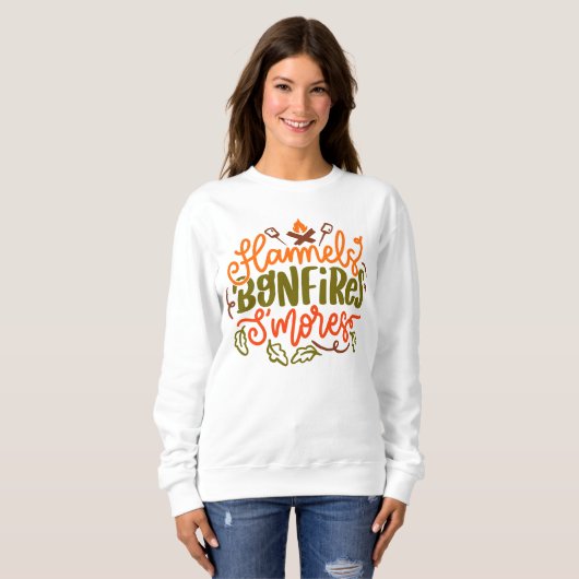 AUTUMN THEMED FLANNELS BONFIRES SMORES SWEATSHIRT (Vorne ganz)
