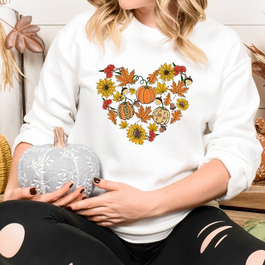 AUTUMN THEMED HERZ VOLLSTÄNDIG SWEATSHIRT