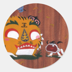 Autumn Tiger Runder Aufkleber