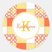 Autumn Tints Quilt Muster Runder Aufkleber (Vorderseite)