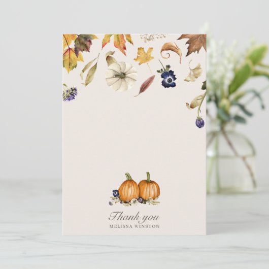 Autumn Tones Pumpkin Spice Thank You Card Dankeskarte (Stehend Vorderseite)