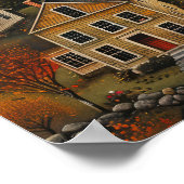 Autumn Town Folk Art Oil Painting Poster (Ecke)