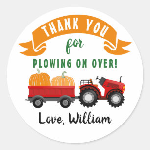 Autumn Tractor Pumpkin Fall Birthday Vielen Dank Runder Aufkleber