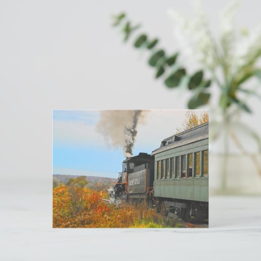 Autumn Train Postcard Postkarte (Stehend Vorderseite)