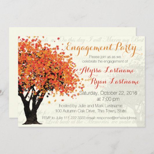 Autumn Tree Engagement Party Einladung (Vorne/Hinten)