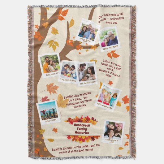Autumn Tree Family Quotes & Memories Photo Collage Decke (Vorderseite Vertikal)