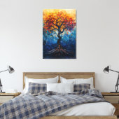 Autumn Tree Mosaic Geometric Glow Art Leinwanddruck (Insitu (Schlafzimmer))