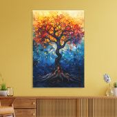 Autumn Tree Mosaic Geometric Glow Art Leinwanddruck (Insitu (Wohnzimmer))
