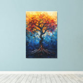 Autumn Tree Mosaic Geometric Glow Art Leinwanddruck (Insitu (Holzboden))