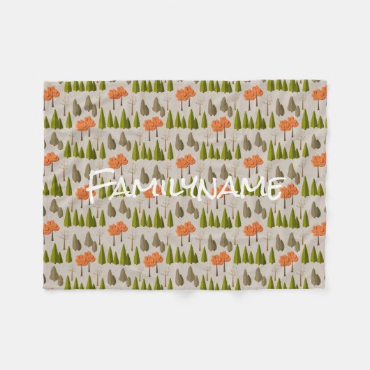 Autumn Tree Pattern Blanket mit benutzerdefinierte Fleecedecke (Vorderseite (Horizontal))