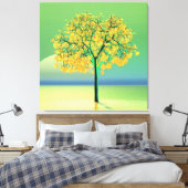 Autumn Tree Sunset Stretched Canvas Print Leinwanddruck (Insitu (Schlafzimmer))