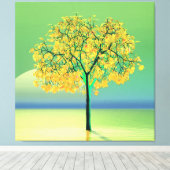 Autumn Tree Sunset Stretched Canvas Print Leinwanddruck (Insitu (Holzboden))