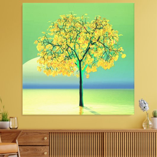 Autumn Tree Sunset Stretched Canvas Print Leinwanddruck (Insitu (Wohnzimmer))
