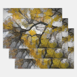 Autumn Tree Yellow Gray Blätter Sky