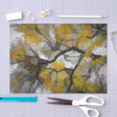 Autumn Tree Yellow Gray Blätter Sky Seidenpapier (Handwerk)