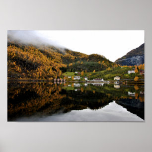 Autumn Trees Flam Aurlandsfjord Norwegen Poster