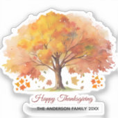 autumn trees happy thanksgiving sticker (Vorderseite)