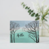 Autumn Trees Silhouette Sky Clouds Hello Postcards Postkarte (Stehend Vorderseite)