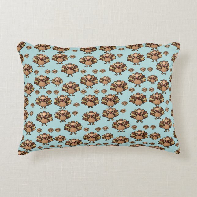 Autumn Turkey Pattern Pillow – Festive Thanksgivin Dekokissen (Vorderseite)
