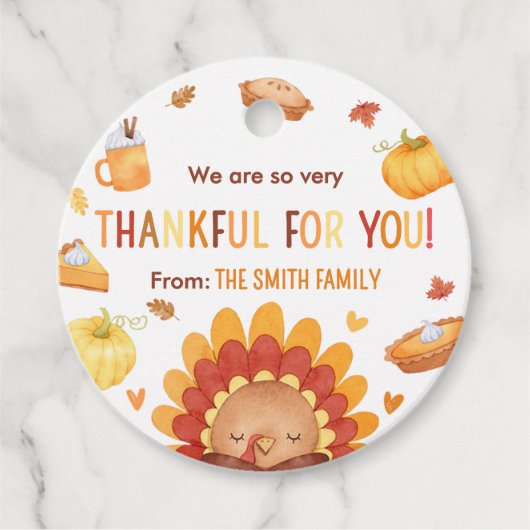 Autumn Turkey Pumpkin Erntedank Geschenkanhänger (Vorderseite)