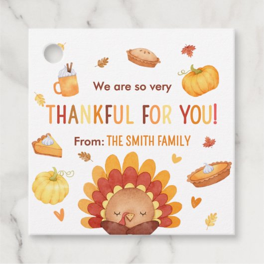 Autumn Turkey Pumpkin Erntedank Geschenkanhänger (Vorderseite)