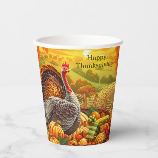 Autumn Turkey Pumpkins Erntedank Paper Cups Pappbecher (Vorderseite)
