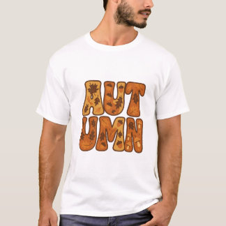 Autumn Typografy Design mit Blätter und Acorns T-Shirt