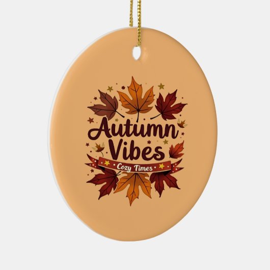 Autumn Vibes Cosy Herbstlaubs Design Keramik Ornament (Rechts)