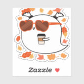 Autumn Vibes Cute Ghost Classic T-Shirt Aufkleber (Blatt)