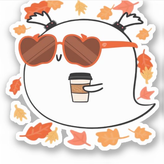 Autumn Vibes Cute Ghost Classic T-Shirt Aufkleber (Vorderseite)