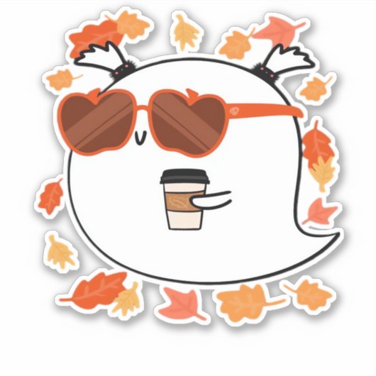 Autumn Vibes Cute Ghost Classic T-Shirt Aufkleber (Vorderseite)