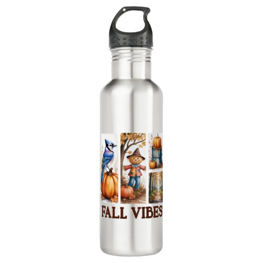 Autumn Vibes Fall Vibes Edelstahlflasche (Vorderseite)