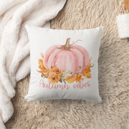 Autumn Vibes Pink Pumpkin Throw Kissen