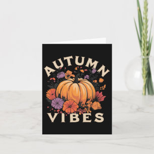 Autumn Vibes Women Pumpkin Fall Erntedank Retro Karte