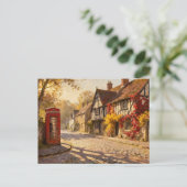 Autumn Village Scene in Golden Light Postkarte (Stehend Vorderseite)