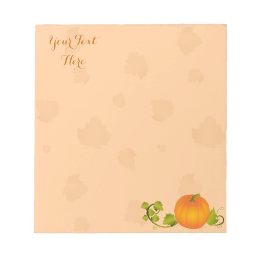 Autumn Vine Pumpkin mit anpassbarem Text Notizblock (Vorderseite)