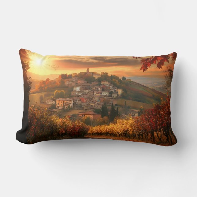 Autumn Vineyard View – Rectangular Accent Pillow Lendenkissen (Vorderseite)
