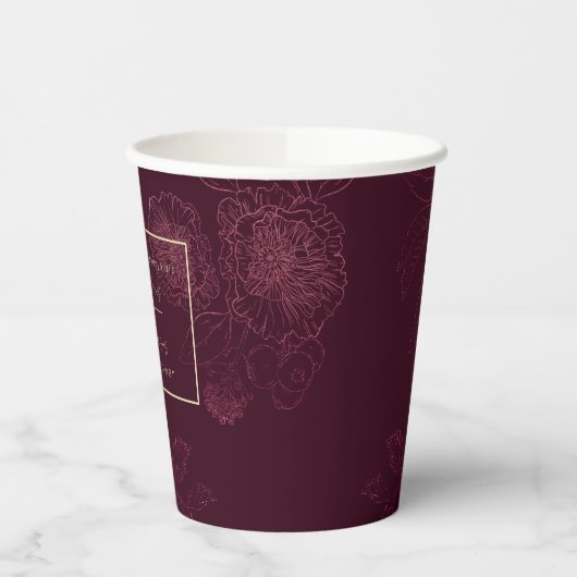 Autumn Vino Before Vows Rosegold Floral Lines Pappbecher